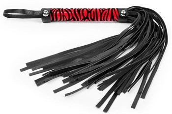 Черная многохвостовая плеть с круглой красной ручкой-зеброй - 39 см. Bior toys NTB-80522