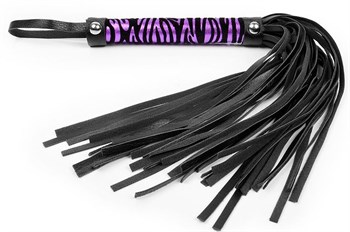 Черная многохвостовая плеть с круглой фиолетовой ручкой-зеброй - 39 см. Bior toys NTB-80523
