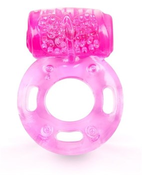 Розовое эрекционное кольцо с вибростимуляцией