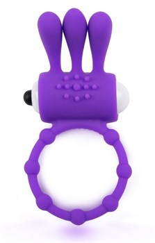 Фиолетовое эрекционное кольцо c вибропулей и усиками