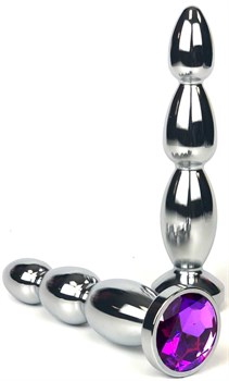 Серебристая пробка-ёлочка с фиолетовым кристаллом - 14 см.