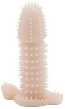 Телесная закрытая насадка на пенис с шипами - 12,5 см. Baile BI-016005-1002S