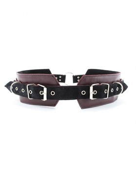 Бордовый пояс с колечками для крепления наручников Maroon Leather Belt