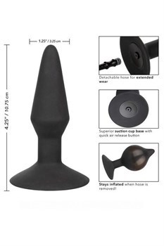Расширяющаяся анальная пробка со съемным шлангом Medium Silicone Inflatable Plug - 10,75 см.