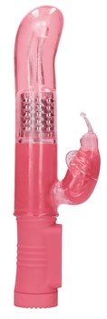 Розовый вибратор-кролик Rotating Butterfly - 22,8 см.