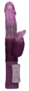 Фиолетовый вибратор-кролик Rotating Beetle - 22 см.