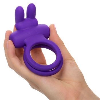 Фиолетовое двойное эрекционное кольцо Silicone Rechargeable Dual Rockin Rabbit