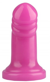 Розовая реалистичная анальная втулка с широким основанием - 18,5 см.