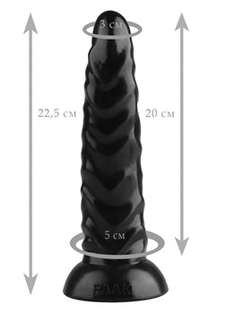 Черная рельефная анальная втулка - 22,5 см. 