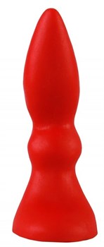 Красная изогнутая анальная пробка - 10 см.
