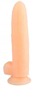Телесный фаллоимитатор-огурец на присоске - 25 см.