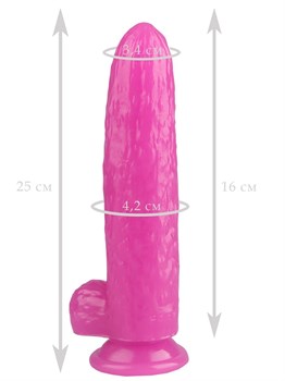 Розовый фаллоимитатор-огурец на присоске - 25 см.