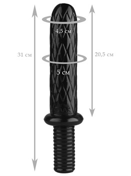 Черный анальный стимулятор с ромбиками - 31 см.