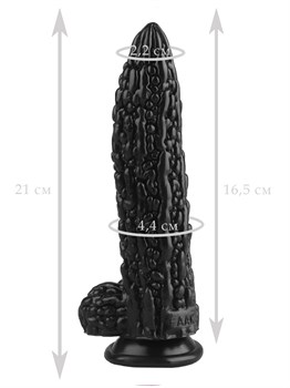 Черный фантазийный фаллоимитатор  Дикая кукуруза  - 21 см. 