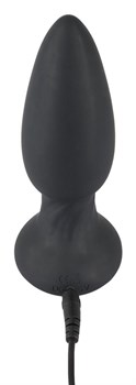 Черная анальная пробка с шейкером и вибрацией - 14 см.