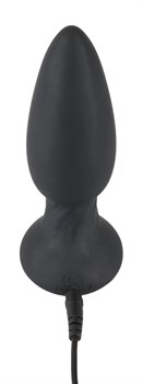 Черная анальная пробка с вибрацией и вращением шариков - 13,8 см.