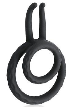 Черное двойное эрекционное кольцо с усиками