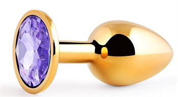 {{photo.Alt || photo.Description || 'Золотистая анальная пробка с фиолетовым стразом - 7,2 см.'}}