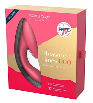 Розовый стимулятор Womanizer DUO с вагинальным отростком