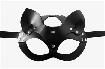 Черная кожаная маска  Кошка  с ушками