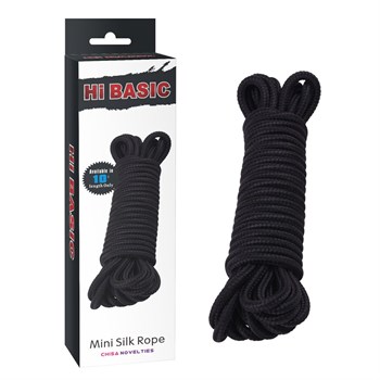 Хлопковая черная верёвка для любовных игр Mini Silk Rope - 10 м.