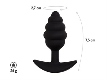 Черная анальная пробка Sphere S - 7,5 см.