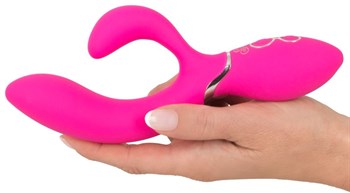 Ярко-розовый вибратор-кролик Bendable Rabbit Vibrator - 19,8 см.