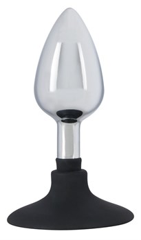 Хромированная анальная пробка Metal Plug with Suction Cup на присоске - 10,2 см.