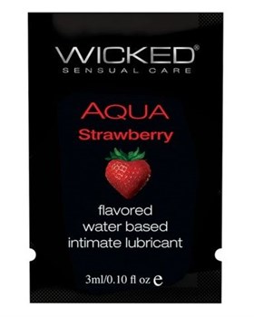 Лубрикант с ароматом клубники Wicked Aqua Strawberry - 3 мл. Wicked 90410-sashet