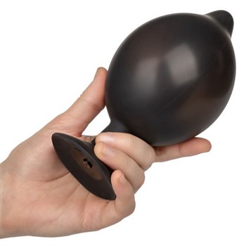 Черная расширяющаяся анальная пробка XL Silicone Inflatable Plug - 16 см.