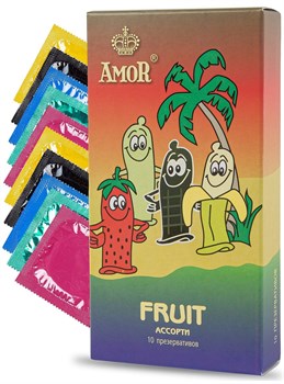 Ароматизированные презервативы AMOR Fruit  Яркая линия  - 10 шт.