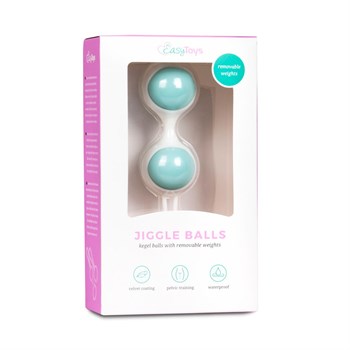 Бело-голубые вагинальные шарики Jiggle Balls