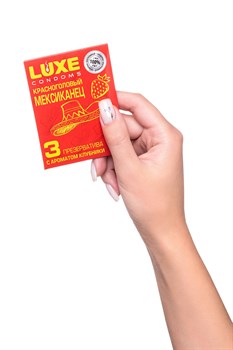 Презервативы с клубничным ароматом «Красноголовый мексиканец» - 3 шт.