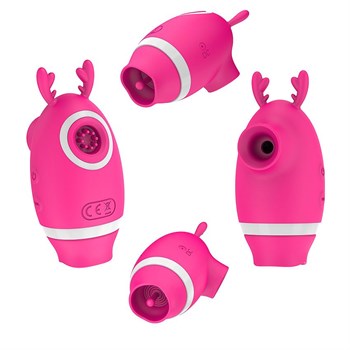 Розовый клиторальный вибромассажер с рожками