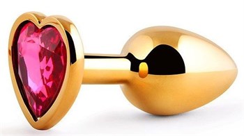 {{photo.Alt || photo.Description || 'Золотистая анальная пробка с малиновым кристаллом-сердечком - 7 см.'}}