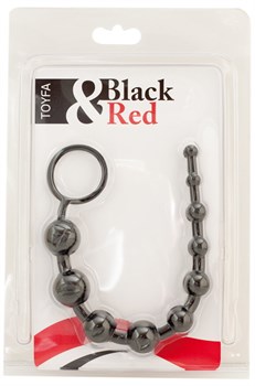 Чёрная гибкая анальная цепочка Black Red - 31 см.