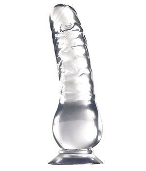 Прозрачный желейный фаллоимитатор на присоске - 17,8 см.