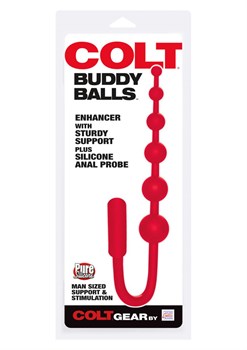 Красный анальный стимулятор COLT BUDDY BALLS - 18,5 см.