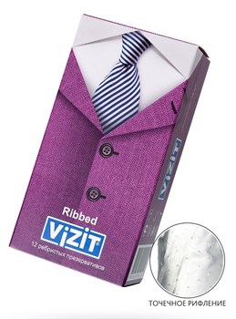 Ребристые презервативы VIZIT Ribbed - 12 шт.