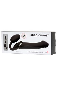 Черный безремневой вибрострапон Vibrating Bendable Strap-On - size L