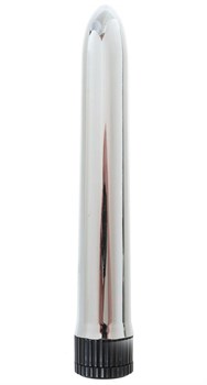 Серебристый классический вибратор - 18 см.