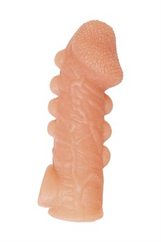 Телесная закрытая насадка с шишечками Cock Sleeve 008 Size M - 15,6 см.