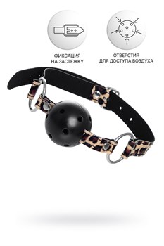 Черный кляп-шар на леопардовых ремешках Anonymo