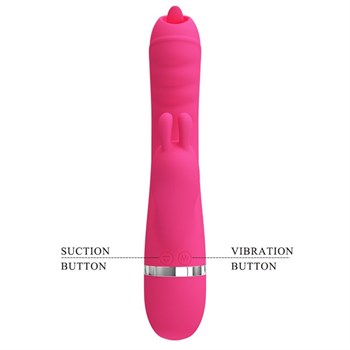 Розовый вибратор-кролик с мембранным стимулятором Phoenix - 20,2 см.