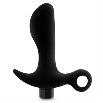 Черный анальный вибратор Silicone Vibrating Prostate Massager 01 - 10,8 см. 225505