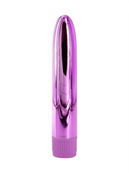 Лиловый глянцевый пластиковый вибратор - 14 см.