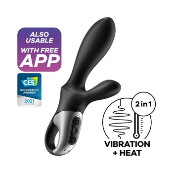 Черный анальный вибратор Heat Climax+ с функцией нагрева - 20,6 см.