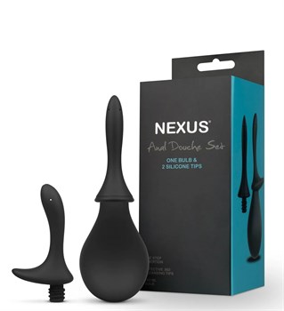 Черный анальный душ Nexus Anal Douche Set с 2 сменными насадками