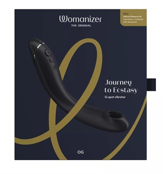 Темно-серый стимулятор G-точки Womanizer OG c технологией Pleasure Air и вибрацией - 17,7 см.