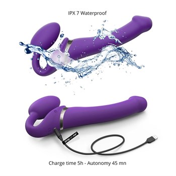 Фиолетовый безремневой вибрострапон Silicone Bendable Strap-On - size M